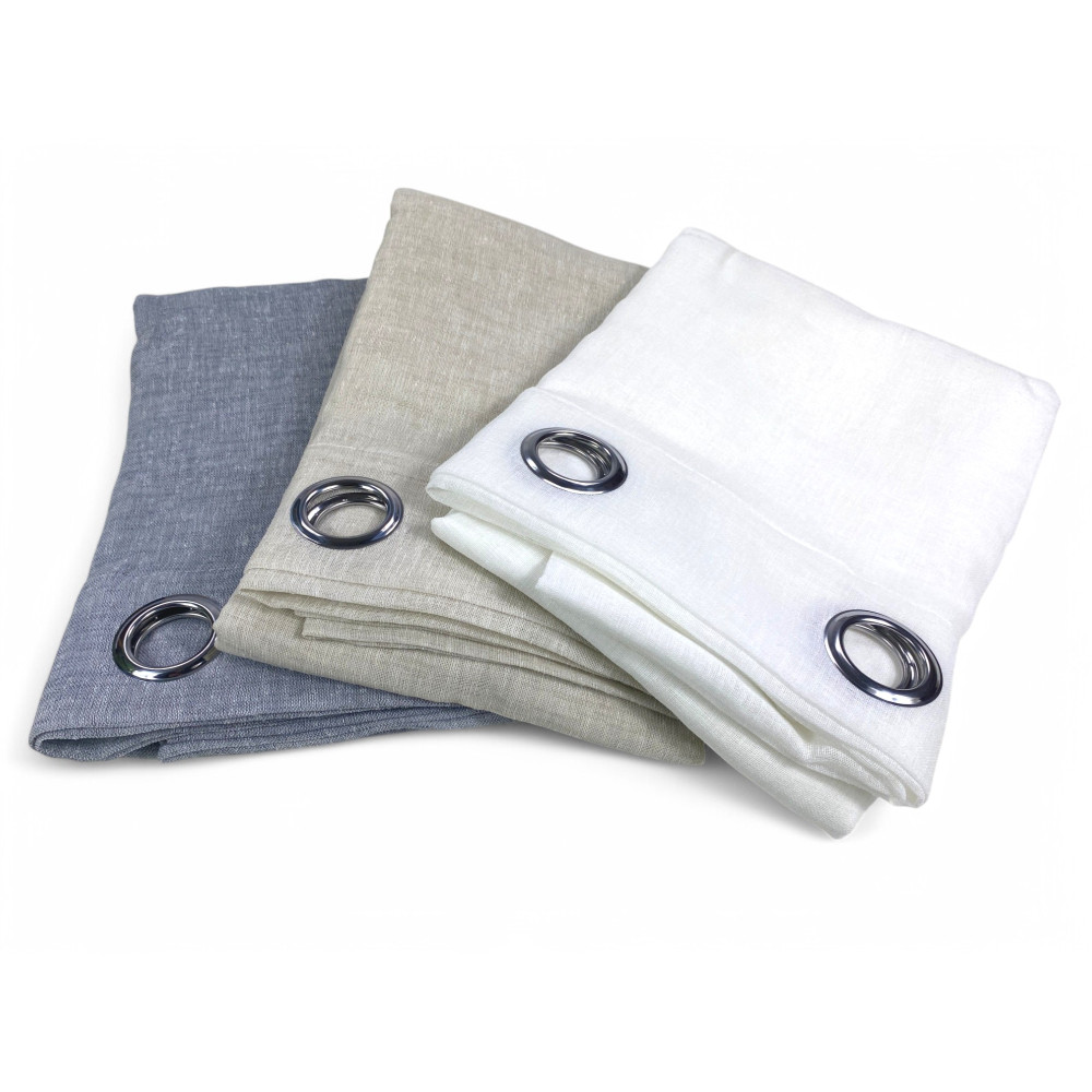 Tenda Simply Effetto Lino 140x300 cm Grigio - Tinta Unita Semitrasparente - Poliestere con Anelli - Stile Moderno